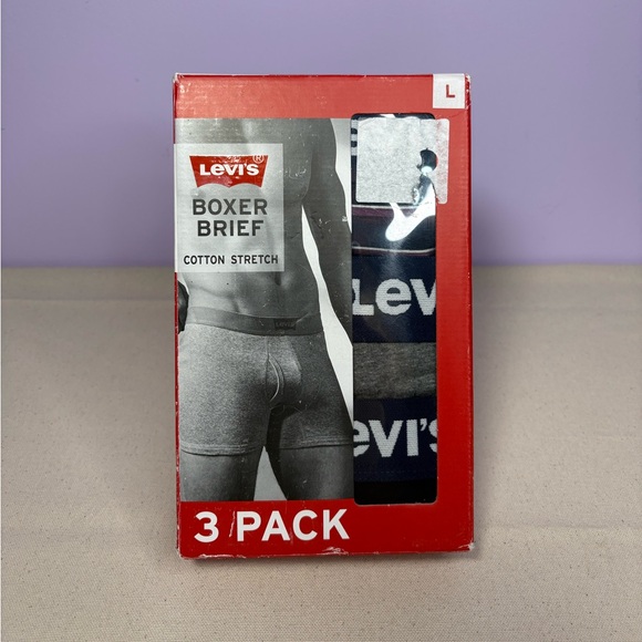 Levis 3 Pack Boxer Brief Cotton Stretch NIB Size L 6” Inseam - Picture 1 of 3